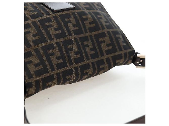 FENDI Zucca Canvas Mamma Baguette Tote Bag Marrone Nero Auth 190870SAV - vista 6