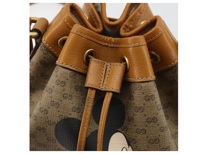 Borsa GUCCI Micro GG Canvas Disney Mickey Mouse in PVC Beige 602691 Auth ep15087M D'oro - vista 15