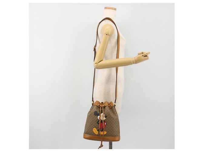 Borsa GUCCI Micro GG Canvas Disney Mickey Mouse in PVC Beige 602691 Auth ep15087M D'oro - vista 21