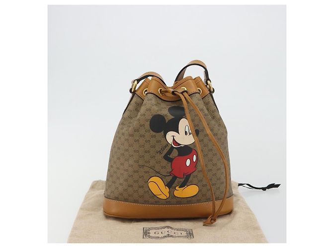 Borsa GUCCI Micro GG Canvas Disney Mickey Mouse in PVC Beige 602691 Auth ep15087M D'oro - vista 22