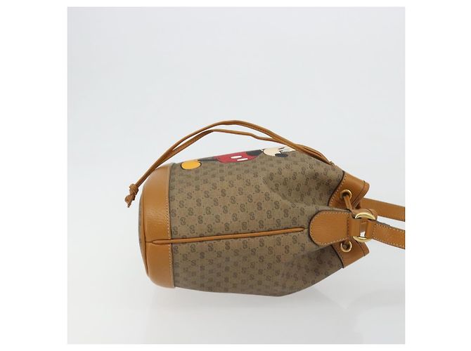 Borsa GUCCI Micro GG Canvas Disney Mickey Mouse in PVC Beige 602691 Auth ep15087M D'oro - vista 4