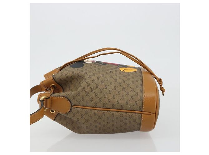 Borsa GUCCI Micro GG Canvas Disney Mickey Mouse in PVC Beige 602691 Auth ep15087M D'oro - vista 5