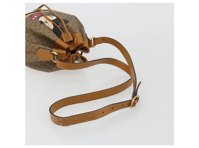 Borsa GUCCI Micro GG Canvas Disney Mickey Mouse in PVC Beige 602691 Auth ep15087M D'oro - vista 7