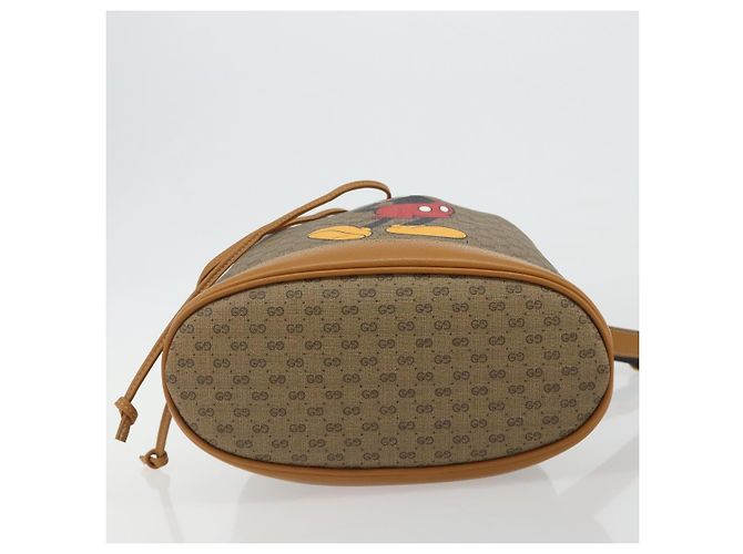 Borsa GUCCI Micro GG Canvas Disney Mickey Mouse in PVC Beige 602691 Auth ep15087M D'oro - vista 9