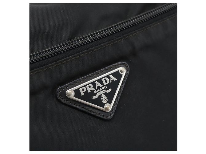 Sac à bandoulière en nylon PRADA Noir Argent Auth ka5115 Argenté - vue 15