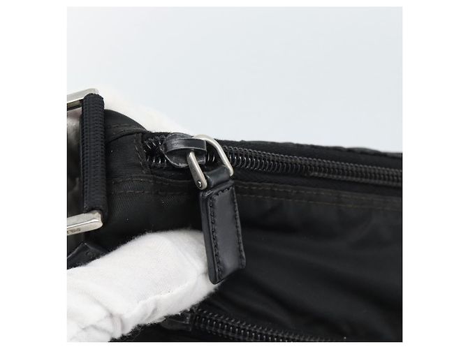 Sac à bandoulière en nylon PRADA Noir Argent Auth ka5115 Argenté - vue 16