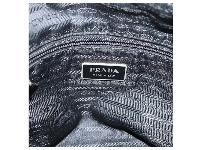 Sac à bandoulière en nylon PRADA Noir Argent Auth ka5115 Argenté - vue 17