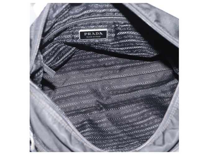 Sac à bandoulière en nylon PRADA Noir Argent Auth ka5115 Argenté - vue 18