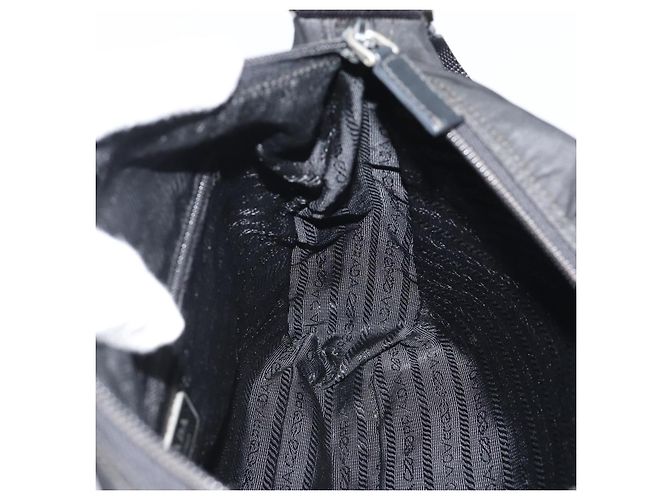 Sac à bandoulière en nylon PRADA Noir Argent Auth ka5115 Argenté - vue 19