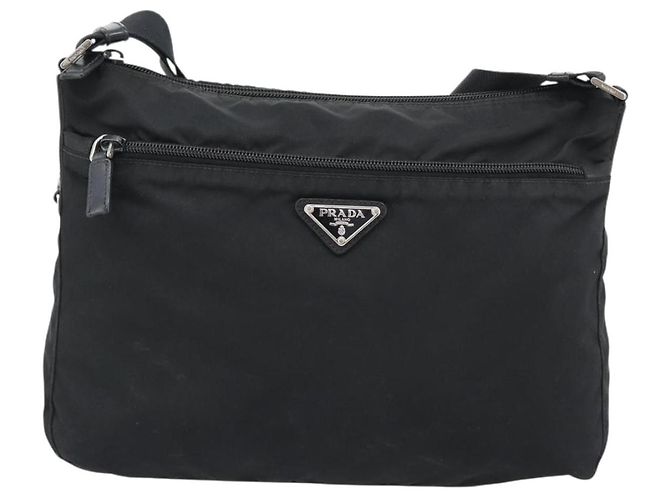 Sac à bandoulière en nylon PRADA Noir Argent Auth ka5115 Argenté - vue 2