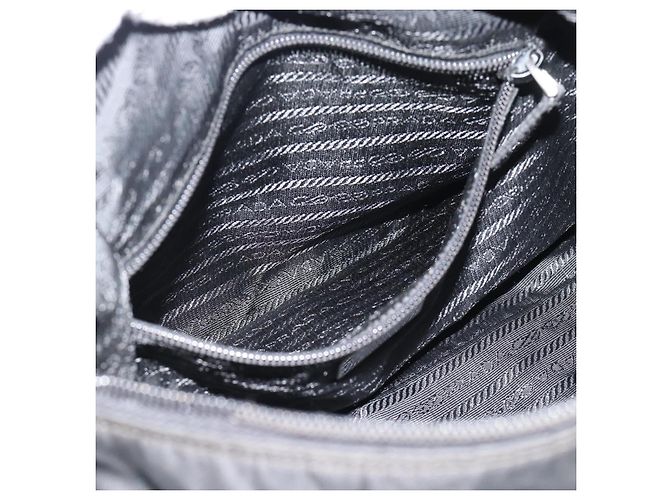 Sac à bandoulière en nylon PRADA Noir Argent Auth ka5115 Argenté - vue 22