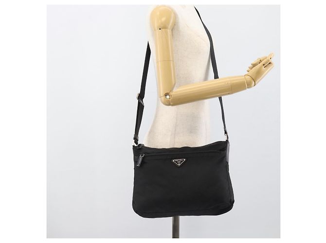 Sac à bandoulière en nylon PRADA Noir Argent Auth ka5115 Argenté - vue 24