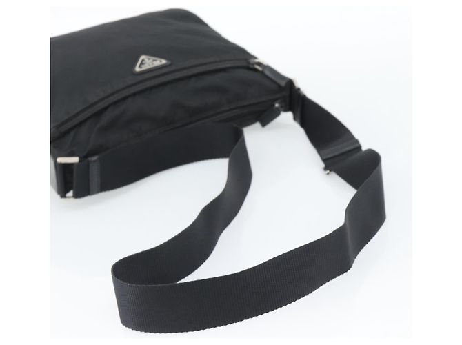 Sac à bandoulière en nylon PRADA Noir Argent Auth ka5115 Argenté - vue 7