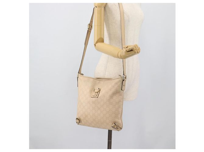 Borsa a tracolla GUCCI GG Canvas Guccissima Pelle Avorio Oro 131326 Auth 190878 D'oro Crudo - vista 23