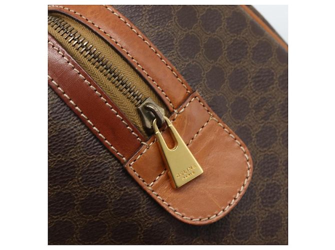 Céline CELINE Boston Tasche Macadam Canvas PVC Leder Braun Gold Auth fm5386A Golden - Ansicht 14