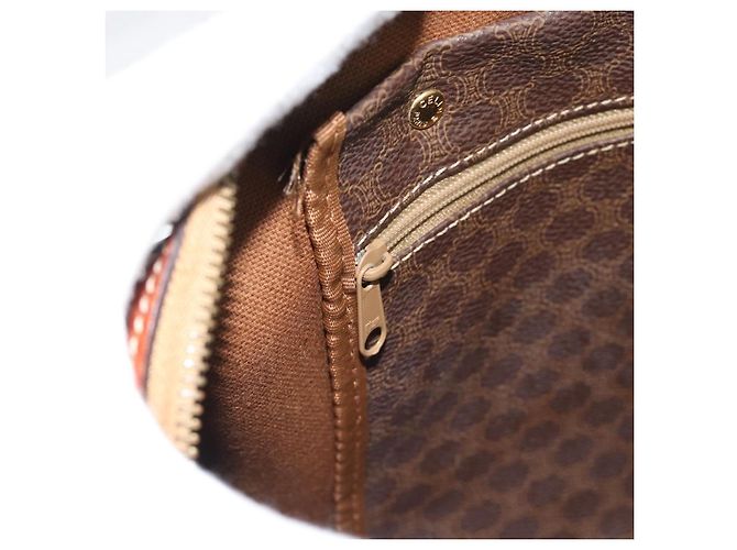 Céline CELINE Boston Tasche Macadam Canvas PVC Leder Braun Gold Auth fm5386A Golden - Ansicht 18