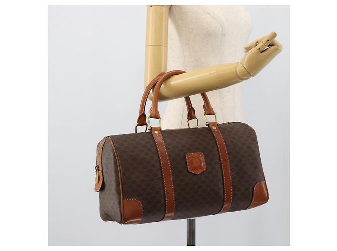 Céline CELINE Boston Tasche Macadam Canvas PVC Leder Braun Gold Auth fm5386A Golden - Ansicht 20