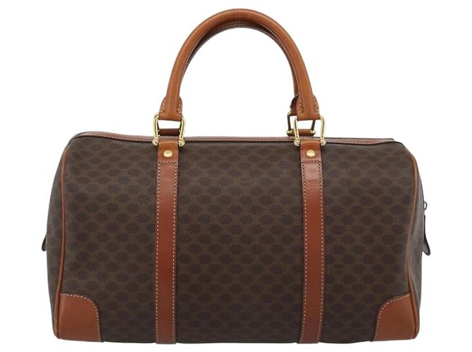 Céline CELINE Boston Tasche Macadam Canvas PVC Leder Braun Gold Auth fm5386A Golden - Ansicht 3