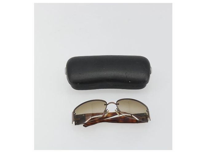Occhiali da sole CHANEL Plastica Marrone Argento CC Auth BA14023 - vista 12