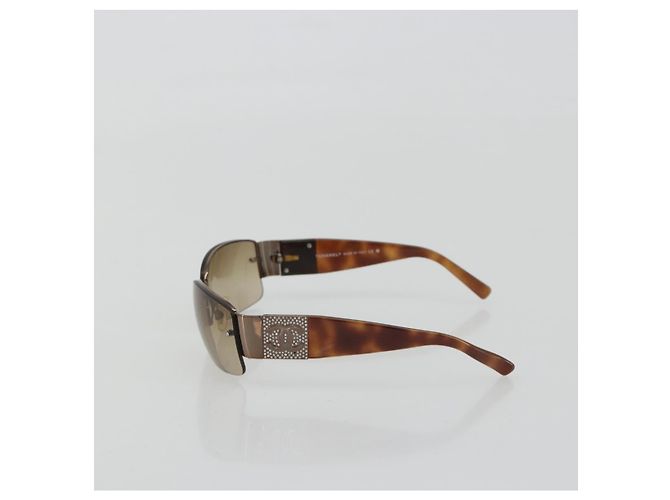 Occhiali da sole CHANEL Plastica Marrone Argento CC Auth BA14023 - vista 4