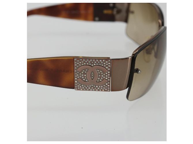 Occhiali da sole CHANEL Plastica Marrone Argento CC Auth BA14023 - vista 8