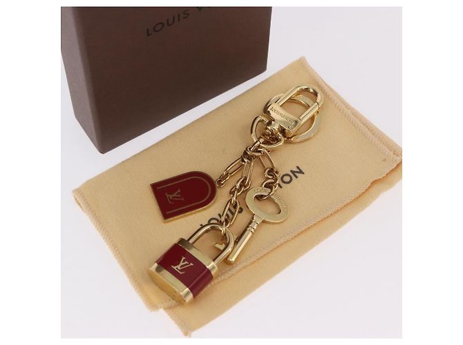LOUIS VUITTON Porte Cles Kaduna Gold Tone Red M60074 LV Auth 191539M Rot - Ansicht 16