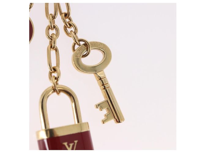 LOUIS VUITTON Porte Cles Kaduna Gold Tone Red M60074 LV Auth 191539M Rot - Ansicht 5