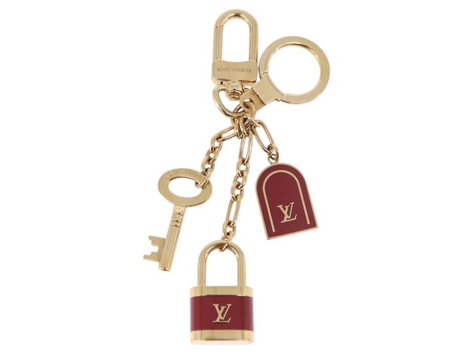 LOUIS VUITTON Porte Cles Kaduna Gold Tone Red M60074 LV Auth 191539M Rot - Ansicht 9