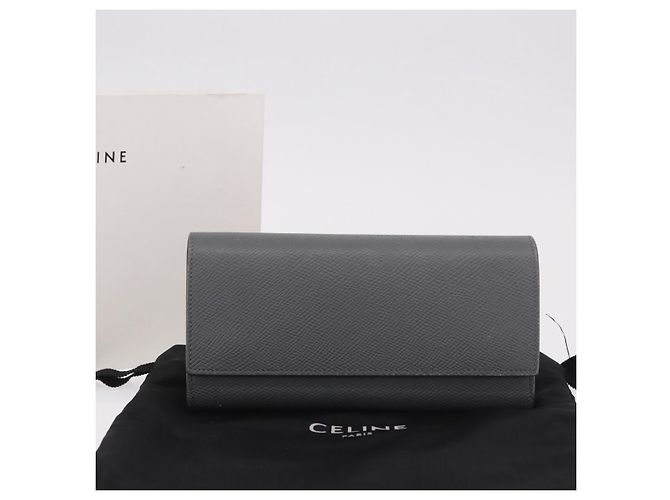 Céline CELINE Long Wallet Leder Grau Gold Auth bs35988A Braun Golden - Ansicht 24