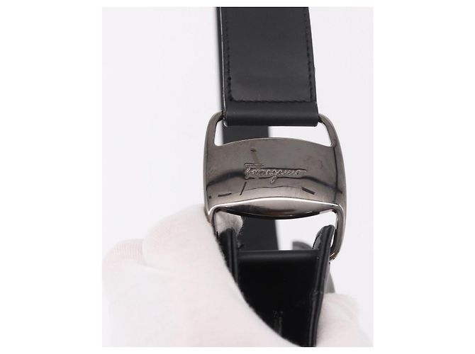Borsa a tracolla Salvatore Ferragamo vernice nero argento Auth ka5122A - vista 14