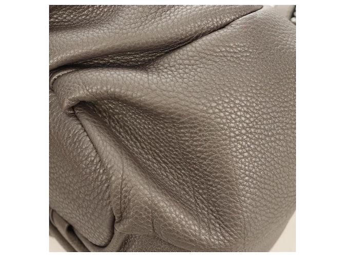 FENDI Celeria Tote Bag Leder Grau Gold Auth 191294V Braun Golden - Ansicht 14