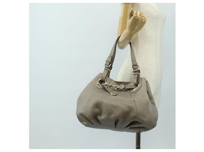 FENDI Celeria Tote Bag Leder Grau Gold Auth 191294V Braun Golden - Ansicht 24