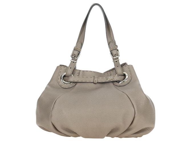 FENDI Celeria Tote Bag Leder Grau Gold Auth 191294V Braun Golden - Ansicht 3