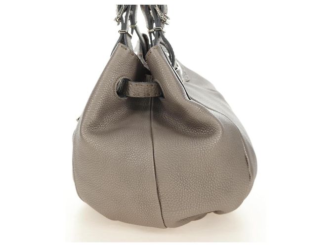 FENDI Celeria Tote Bag Leder Grau Gold Auth 191294V Braun Golden - Ansicht 4