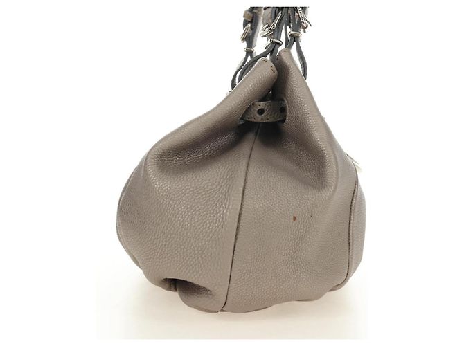FENDI Celeria Tote Bag Leder Grau Gold Auth 191294V Braun Golden - Ansicht 5