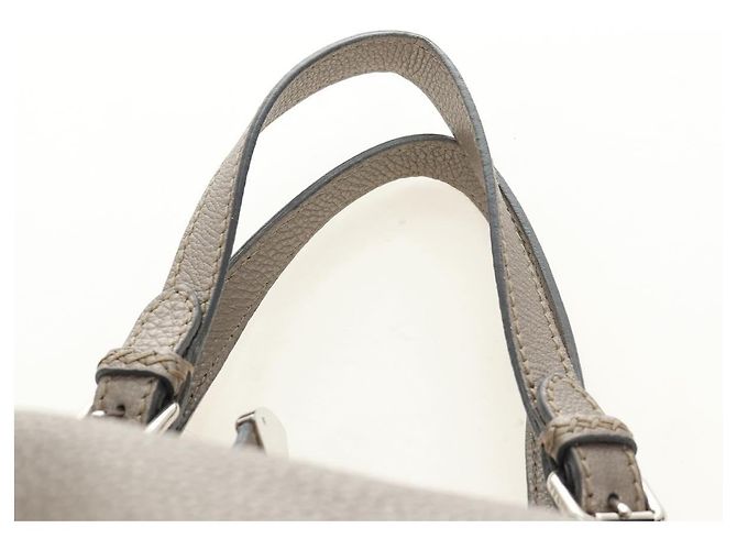 FENDI Celeria Tote Bag Leder Grau Gold Auth 191294V Braun Golden - Ansicht 9