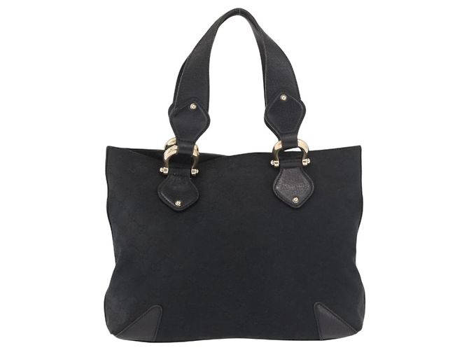 Borsa GUCCI GG Canvas Nera Oro 153024 Auth 186680 Nero D'oro - vista 2