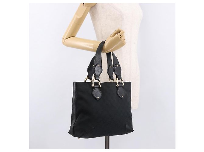 Borsa GUCCI GG Canvas Nera Oro 153024 Auth 186680 Nero D'oro - vista 21