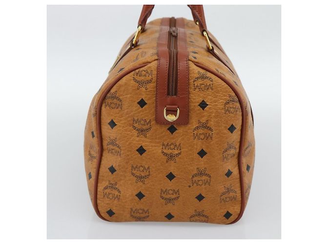 Borsa Mini Boston Vicetos Logogram MCM in PVC e pelle 2way Marrone Oro Auth 190895 D'oro - vista 5