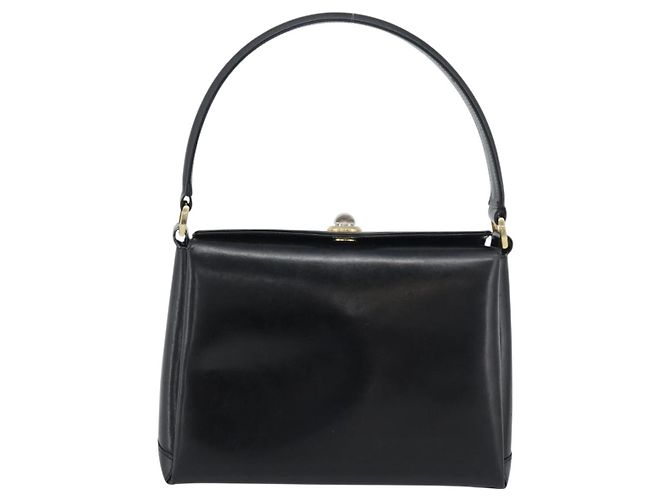 Borsa GUCCI in pelle nera e oro 001 085 1368 Auth 191025 Nero D'oro - vista 2