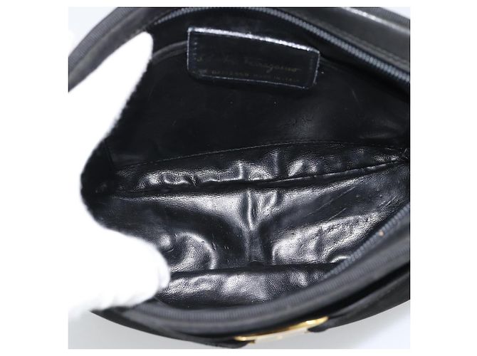 Borsa a tracolla Salvatore Ferragamo Vala in scamosciato nero e oro Auth BA13991 D'oro - vista 16