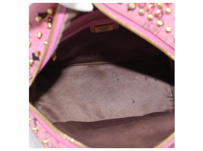 MCM Vicetos Logogram Studs Backpack Leather Pink Gold Auth 190946 Golden - view 22