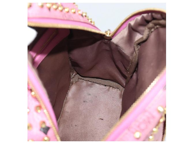 MCM Vicetos Logogram Studs Backpack Leather Pink Gold Auth 190946 Golden - view 23