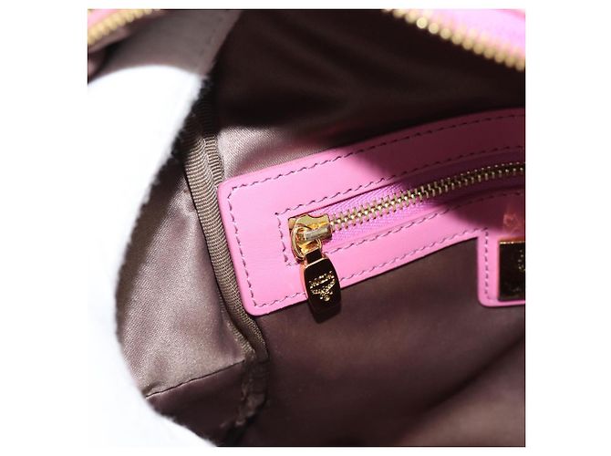 MCM Vicetos Logogram Studs Backpack Leather Pink Gold Auth 190946 Golden - view 25
