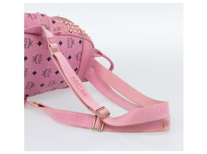 MCM Vicetos Logogram Studs Backpack Leather Pink Gold Auth 190946 Golden - view 9
