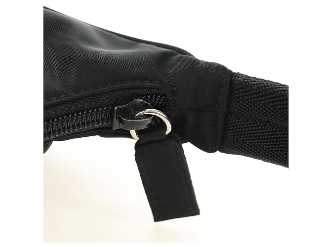 Pochette PRADA in nylon nero con dettagli argento Auth 191316V - vista 15