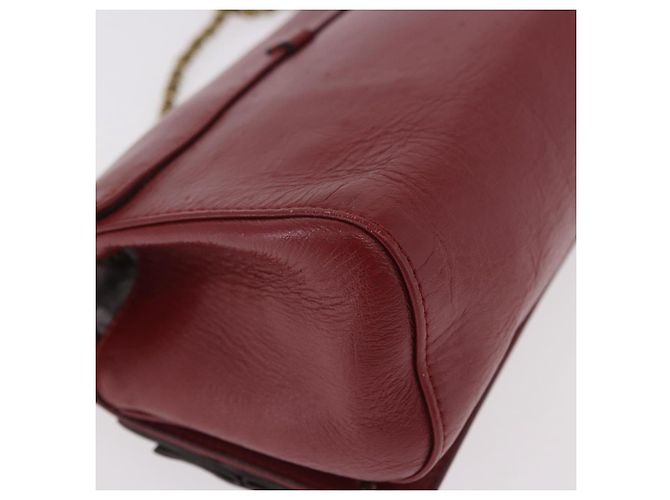 Chloé Borsa a tracolla Chloe Ribbon Chain in pelle rossa e oro Auth bs35972A Rosso D'oro - vista 12