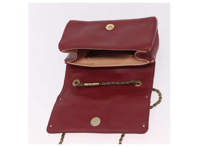 Chloé Borsa a tracolla Chloe Ribbon Chain in pelle rossa e oro Auth bs35972A Rosso D'oro - vista 15