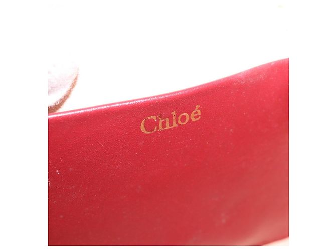 Chloé Borsa a tracolla Chloe Ribbon Chain in pelle rossa e oro Auth bs35972A Rosso D'oro - vista 16