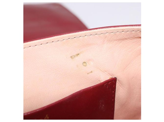 Chloé Borsa a tracolla Chloe Ribbon Chain in pelle rossa e oro Auth bs35972A Rosso D'oro - vista 17